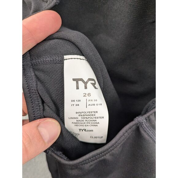 NWT TYR Durafast Elite Women's size 26 Maxfit Swimsuit Solid Black Training - Picture 8 of 9